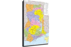 VAKUUM Geopolitical Map of Ghana Canvas Art Poster Picture HD Print Poster Retro Painted Modern Home Bedroom Room Aesthetic Decoration (Unframed,20×30inch)