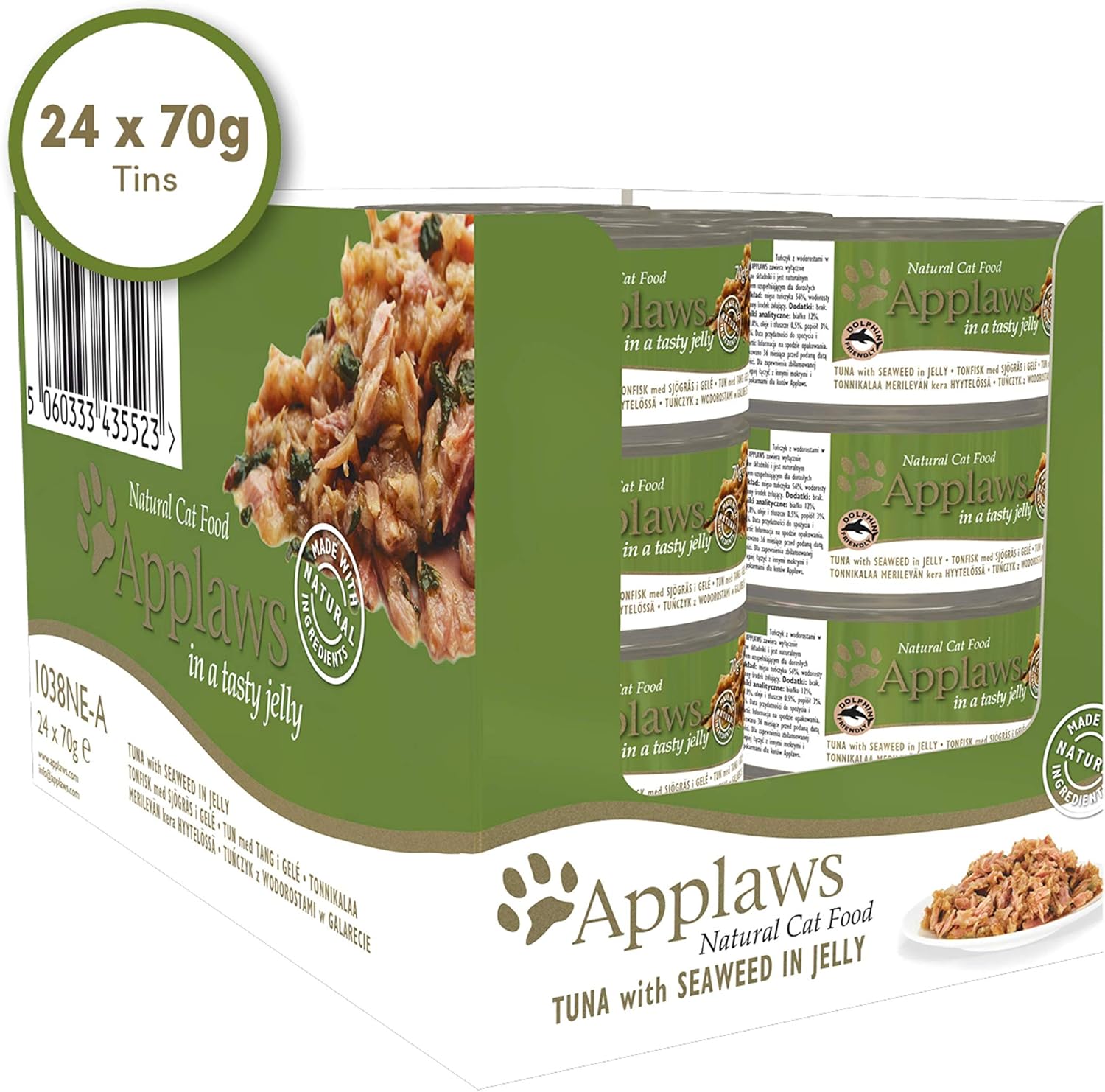 Applaws 100% Natural Wet Cat Food, Tuna Fillet with Seaweed in Tasty Jelly 70 g Tin (Pack of 24 x 70 g), Adult, 70 g (Pack of 24) - Image 4
