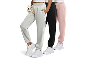PURE CHAMP Girls Sweatpants 3 Pack Fleece Athletic Joggers, Teen Sweat Pants with Zipper Pockets and Drawstring Size 4-16