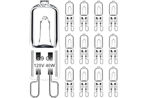 Jaenmsa G9 Halogen Light Bulbs 40W, 12 Pack G9 Bulb 2 Pin Base JCD Type, 120V T4 Bi-Pin 40 Watt Xenon Small Light Bulb for Ra