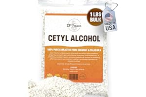 33RD PARALLEL SOAP CO. Cetyl Alcohol (1 lbs / 16 oz) 100% Pure Extracted from Coconut & Palm Oils. Premium Granules Cetyl Alcohol for Lotion Making, Creams, Scrubs, Shampoos, Conditioners, Moisturizers and More | 1 Pound