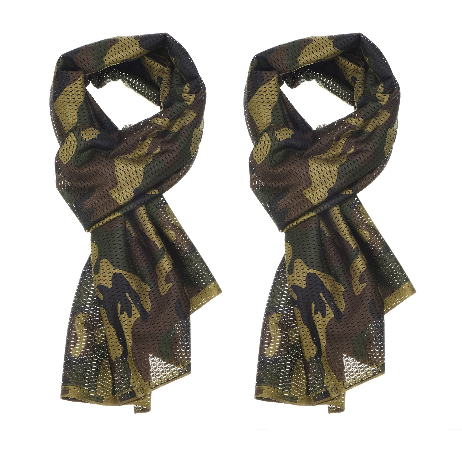 PATIKIL 63"x20" Camouflage Netting Camo Scarf, 2 Pack Camo Netting Veil Desert Mesh Scarves for Outdoor Sports, Jungle Camo