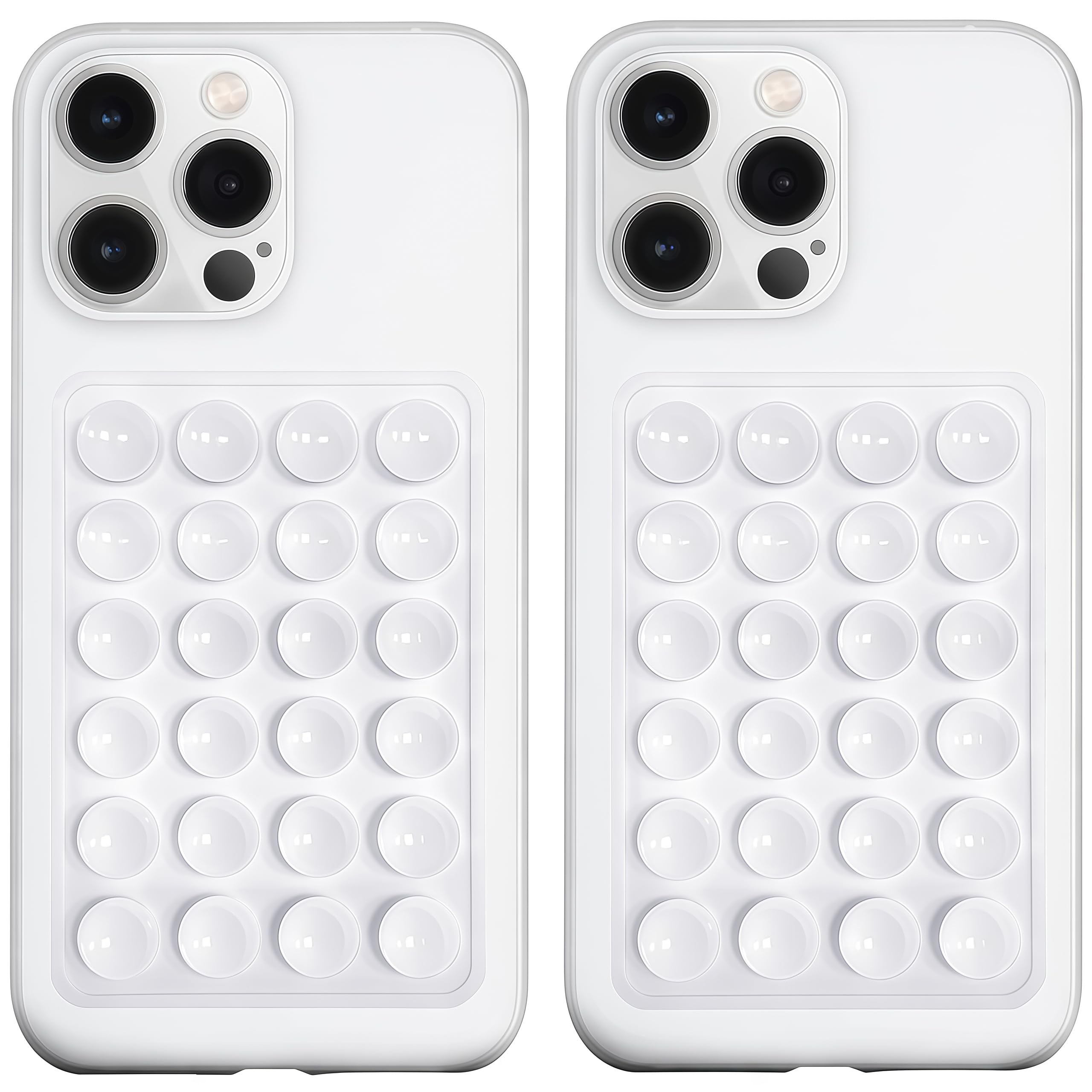 LvShuLiangPin Anteel 2 Pack Silicone Suction Phone Case Mount, Silicon Adhesive Phone Grip for Smartphones, Hands-Free Mirror Shower Phone Holder for Selfies, Tiktok Videos (White)