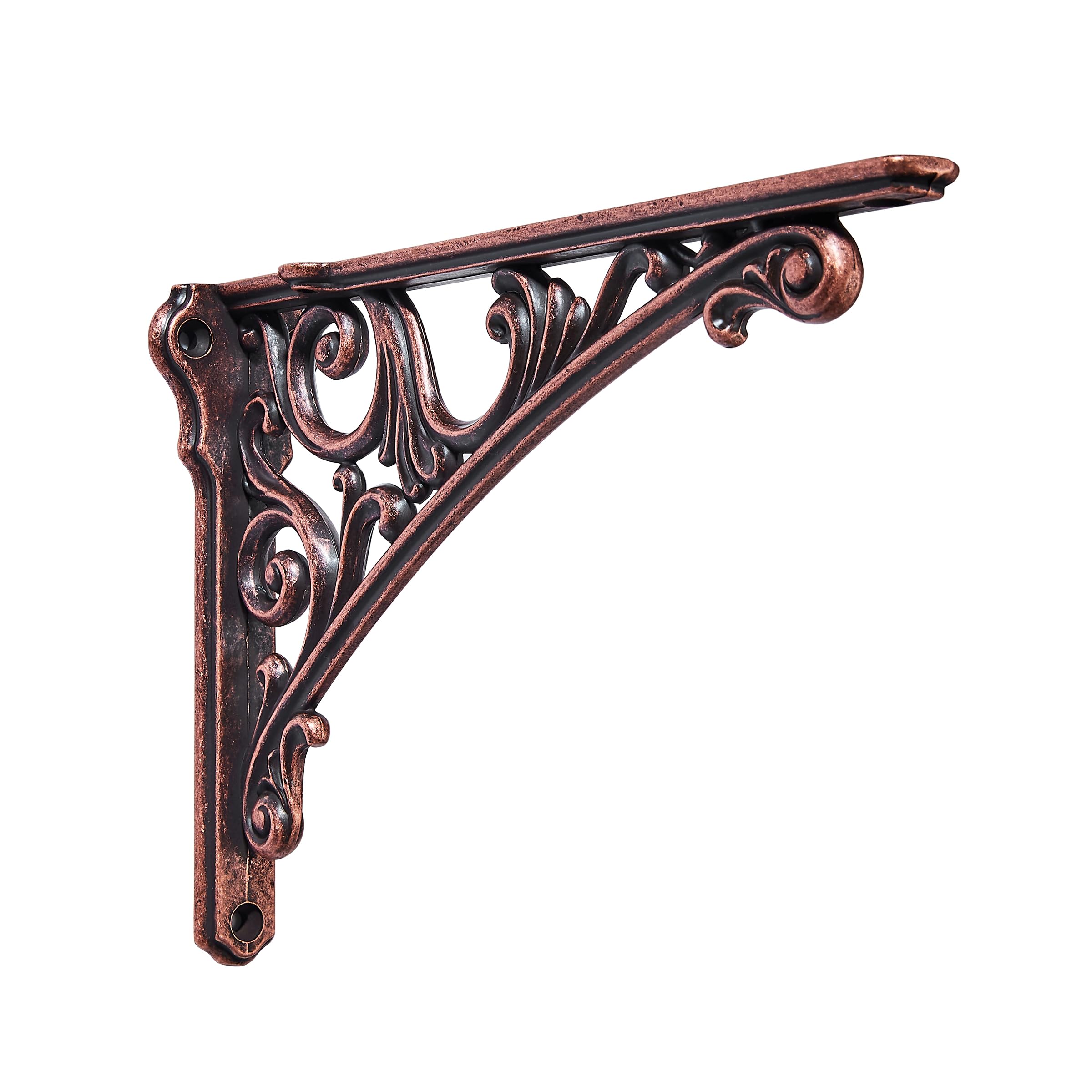 Photo 1 of Khtumeware Shelf Bracket 6 Inch, Decorative Brackets for Shelving, Heavy Duty Vintage Ornate Shelf Bracket, Hardware Included, 4 Pack, Antique Copper Finish, 5.9x4.2x1.73 inch