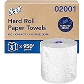 Scott Professional High-Capacity Hard Roll Paper Towels, Bulk (02001), Hardwound, Elevated Design, Absorbency Pockets, White, for ScottBrand Purple Core Dispensers (6 Rolls at 950' Each, 5,700'/Case)