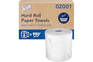 Scott Professional High-Capacity Hard Roll Paper Towels, Bulk (02001), Hardwound, Elevated Design, Absorbency Pockets, White, for ScottBrand Purple Core Dispensers (6 Rolls at 950' Each, 5,700'/Case)