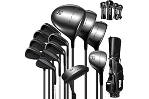 PGM 19 Piece Men's Complete Golf Club Sets - Ultra-Thin Face Titanium Driver (0.85+ COR), High COR Fairway Woods, Forged Irons, Precision CNC Milled Putter, with Stand Bag - Right Handed