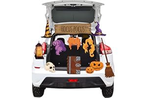 Aginc Berry Halloween Trunk or Treat Witch Outdoor Decoration Kit with Pumpkin, Broom, Witch Hair, Witch Halloween Car Archway Entryway Window Garage Decoration, Halloween Exterior Outdoor Decorations