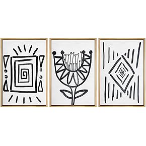 SIGNWIN Framed Canvas Print Wall Art Black Geometry...