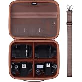 Medium Camera Case Bag for Canon/Sony/Nikon Camera and Multiple Lens Brown | Hard Travel Carrying Case Bag for Canon/Sony/Nikon DSLR SLR Mirrorless Camera and Multiple Lens with 3 Dividers