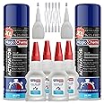 Magic Chems CA Glue with Activator (4 x 3.5 oz + 2 x 16.9 fl oz), Cyanoacrylate Glue and Activator, Super Glue with Activator, CA Glue and Accelerator (2 Pack)
