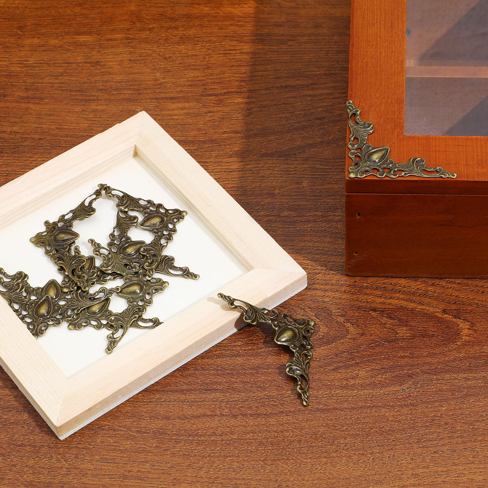 WINOMO 24Pcs Metal Book Corner Protector Scrapbook Album Corner Decor Cover Decoration (Bronze)