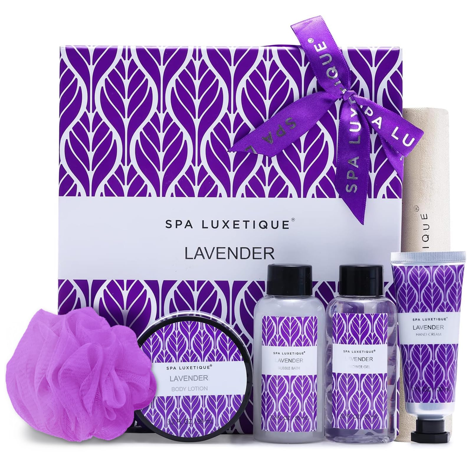 Spa Luxetique Spa Gift Set Women 6pcs Lavender Bath Sets Travel Pamper Box with Hand Cream, Body Lotion, Bubble Bath, Shower Gel, Spa Sets for Women Gifts Mothers Day Christmas Valentine Gifts