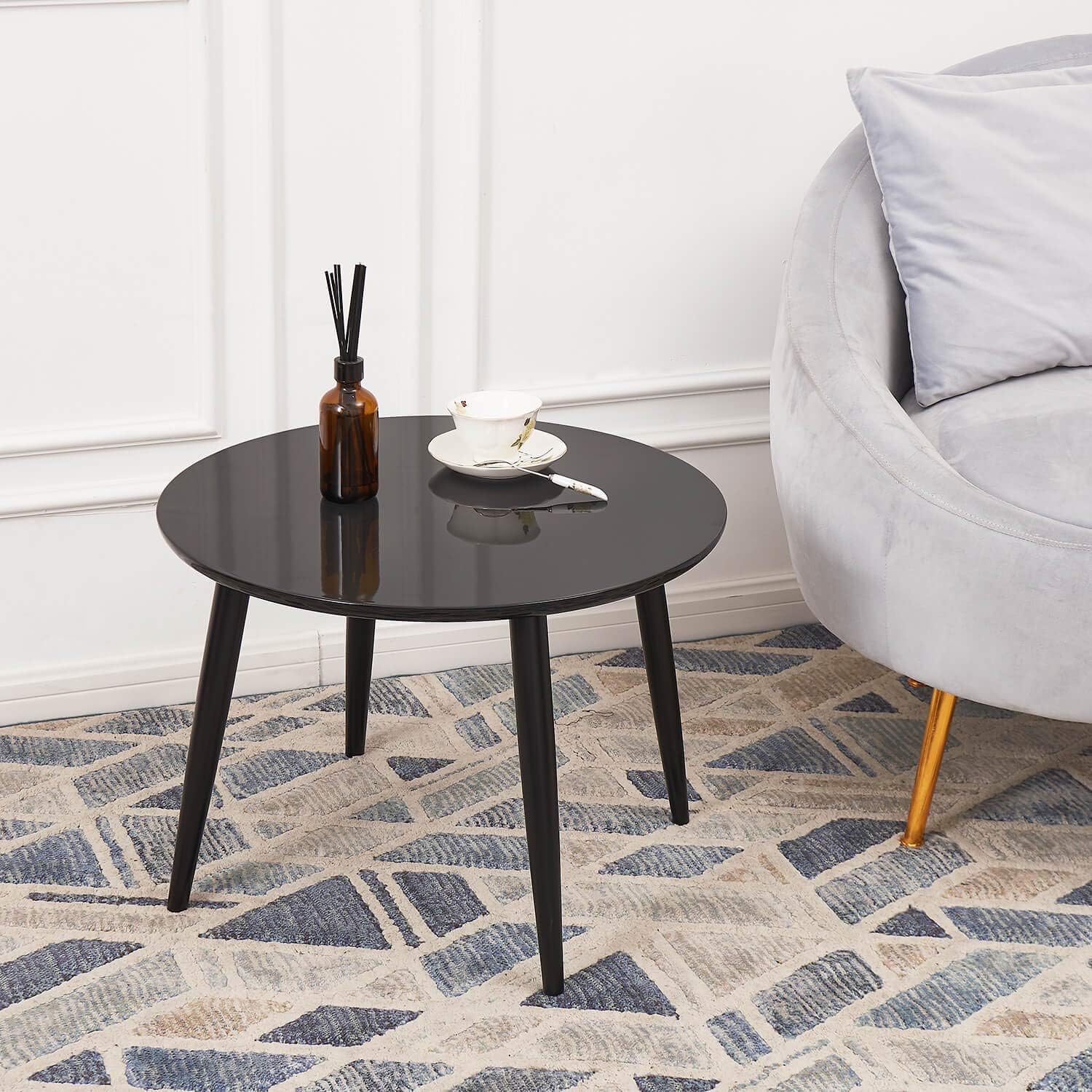 TaoHFE Coffee Table, Round Coffee Table Black for Living Room: Kitchen & Dining