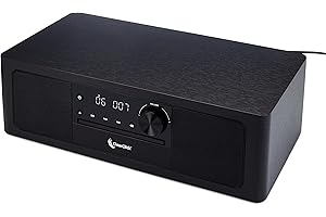 ClearClick Stereo Shelf System with CD Player, Bluetooth, FM Radio, USB Playback, Aux in, Optical in, Alarm Clock, & Remote Control