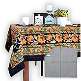 Sweet Us Affluent French Floral Cotton Tablecloth Rectangle and One Plain Napkin, Floral Kitchen Dining Table Cloth, Table Cover for Indoor and Outdoors, Midsummer Night, 60x90 in