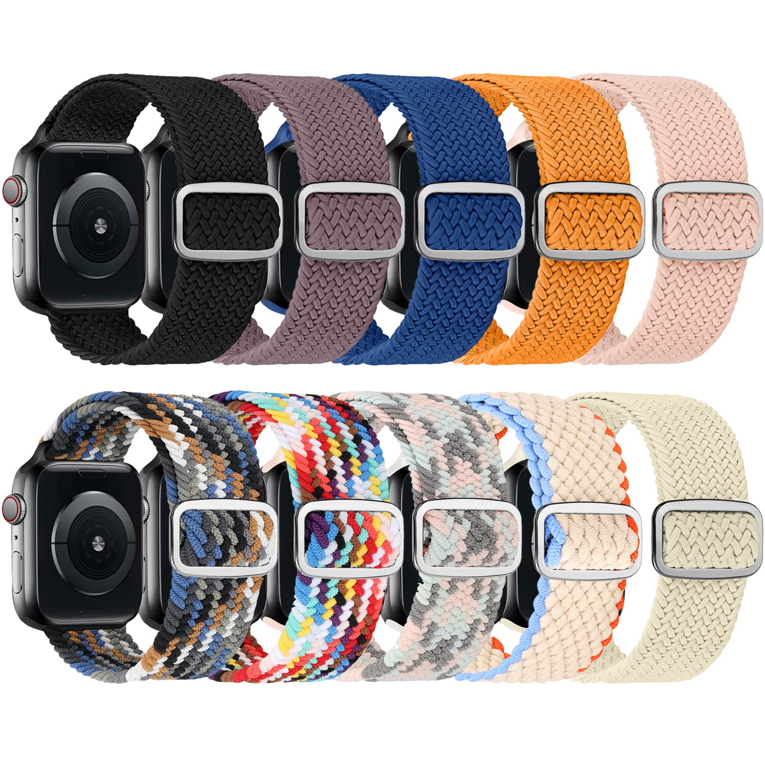 ShuYo Compatible with Apple Watch Bands 38mm 40mm 41mm 42mm 44mm 45mm 49mm,Adjustable Soft Solo Loop with Buckle Woven Elastic Sport Bands for iWatch Series Ultra/SE/8/7/6/5/4/3/2/1(38 40 41MM)