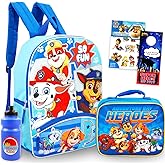 Paw Patrol Backpack and Lunch Bag Set - Bundle with 16" Backpack, Lunch Box, Stickers, Water Bottle, More | Paw Patrol School Bag for Boys, Girls, Kids