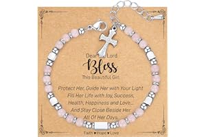 AryaHozel Tiny Gemstone Cross Bracelet for Women, Christian Gifts, Stocking Stuffers for Teens & Women - Easter, Birthday, Christmas Gift - Baptism/First Communion/Confirmation Gifts