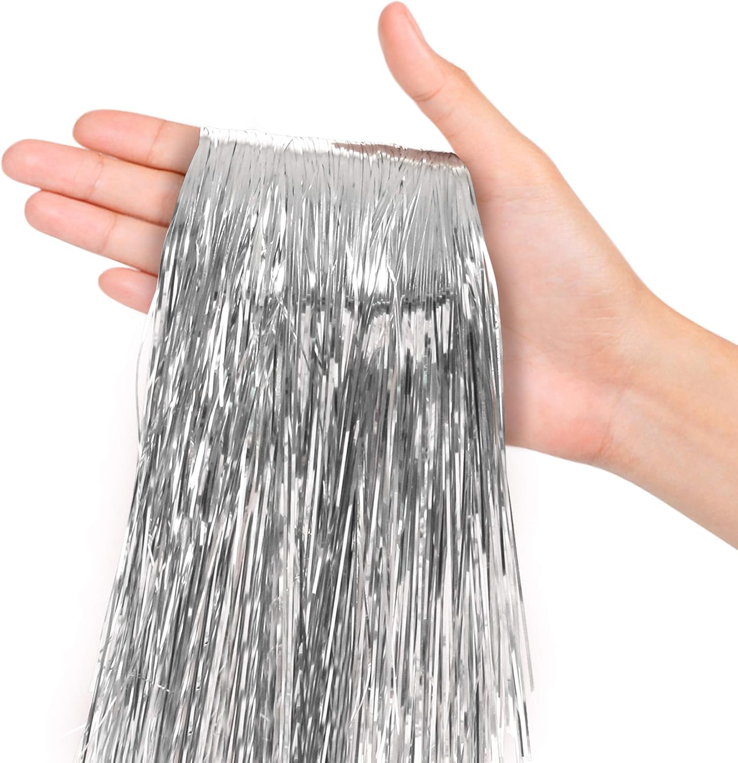 Silver Tinsel Strands Metallic Icicle Silver Streamers Pack