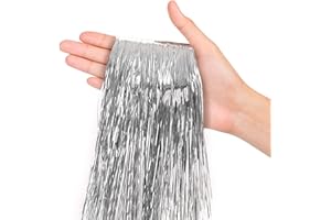 TREASURES GIFTED Silver Tinsel Strands Metallic Icicle Silver Streamers Pack of 4000 for Holiday Christmas Tree Birthday Baby Shower Anniversary Engagement Bridal Party Decorations