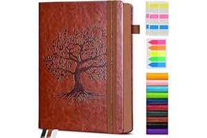 PAIBAS Vintage Leather Journal - 300 Page Lined Journal Notebook with Numbered Pages,A5 Notebook for Women Men,Travel Diary,Daily Journal for Writing, Note Taking, School & Work (5.8" x 8.3")