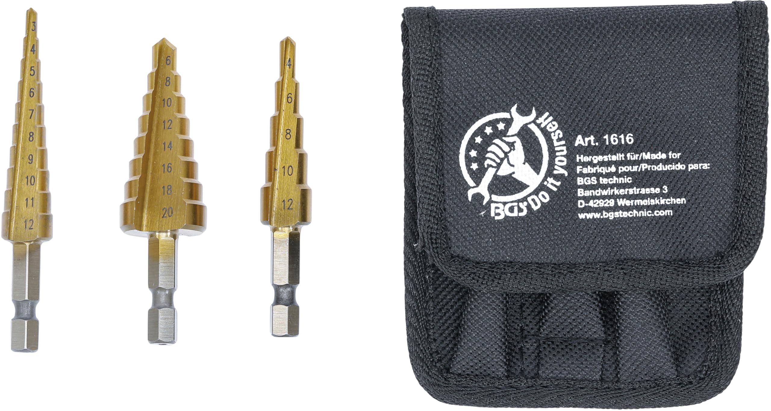 BGS Diy 1616 | HSS Step Drill Set | 3 - 20 mm | 3 pcs.