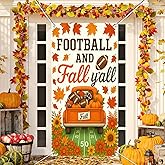 BlissYard Football and Fall Y’all Door Cover Thanksgiving Backdrop Pumpkin Sunflower Truck 71x35 Inch Fall Theme Door Banner for Autumn Party Decorations Sign for Porch Wall Decor Photo Booth Props