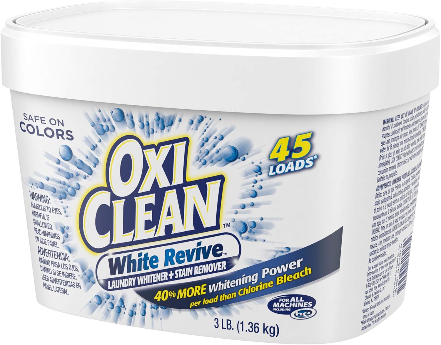 OxiClean White Revive Laundry Whitener + Stain Remover, 3 Pound: Health & Personal Care