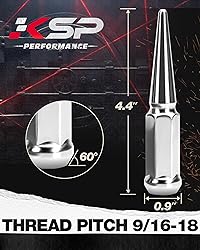 KSP M14x1.5 Spike Lug Nuts, 24pcs 14mmx1.5 Spiked