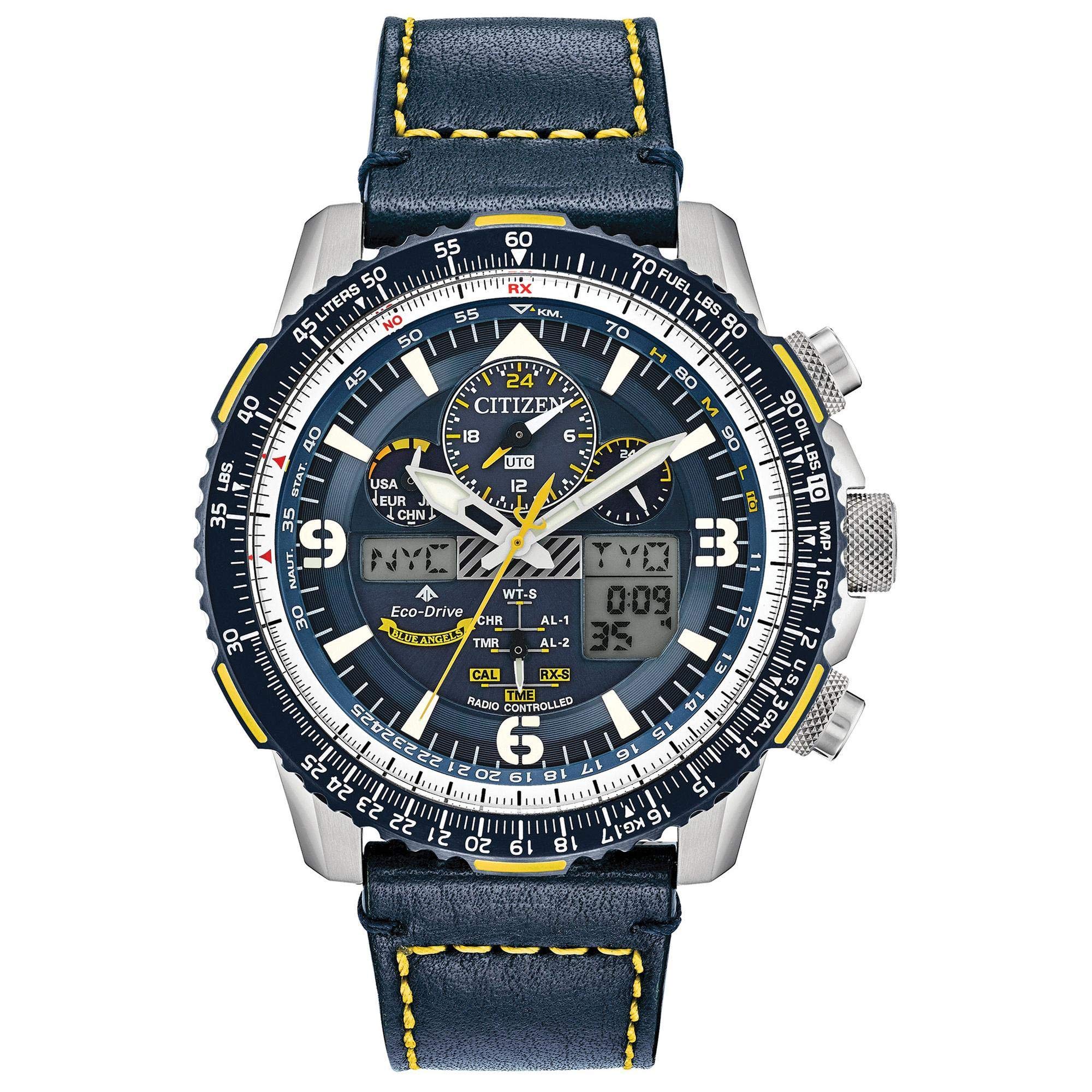 CITIZEN Reloj Blue Angels Eco-Drive de 45 mm de acero inoxidable para hombre JY8078-01L