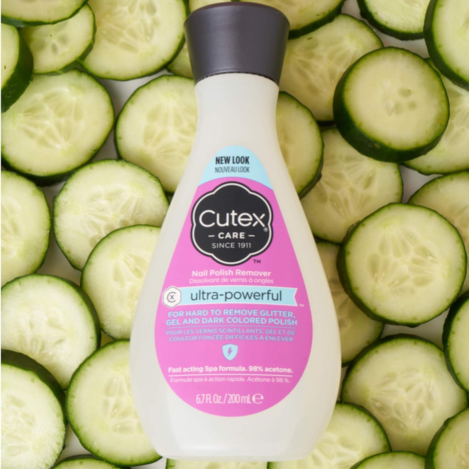 Cutex Ultra-Powerful Nail Polish Remover for Gel, Glitter, and Dark Colored Paints, Paraben Free, 6.76 fl oz : Beauty