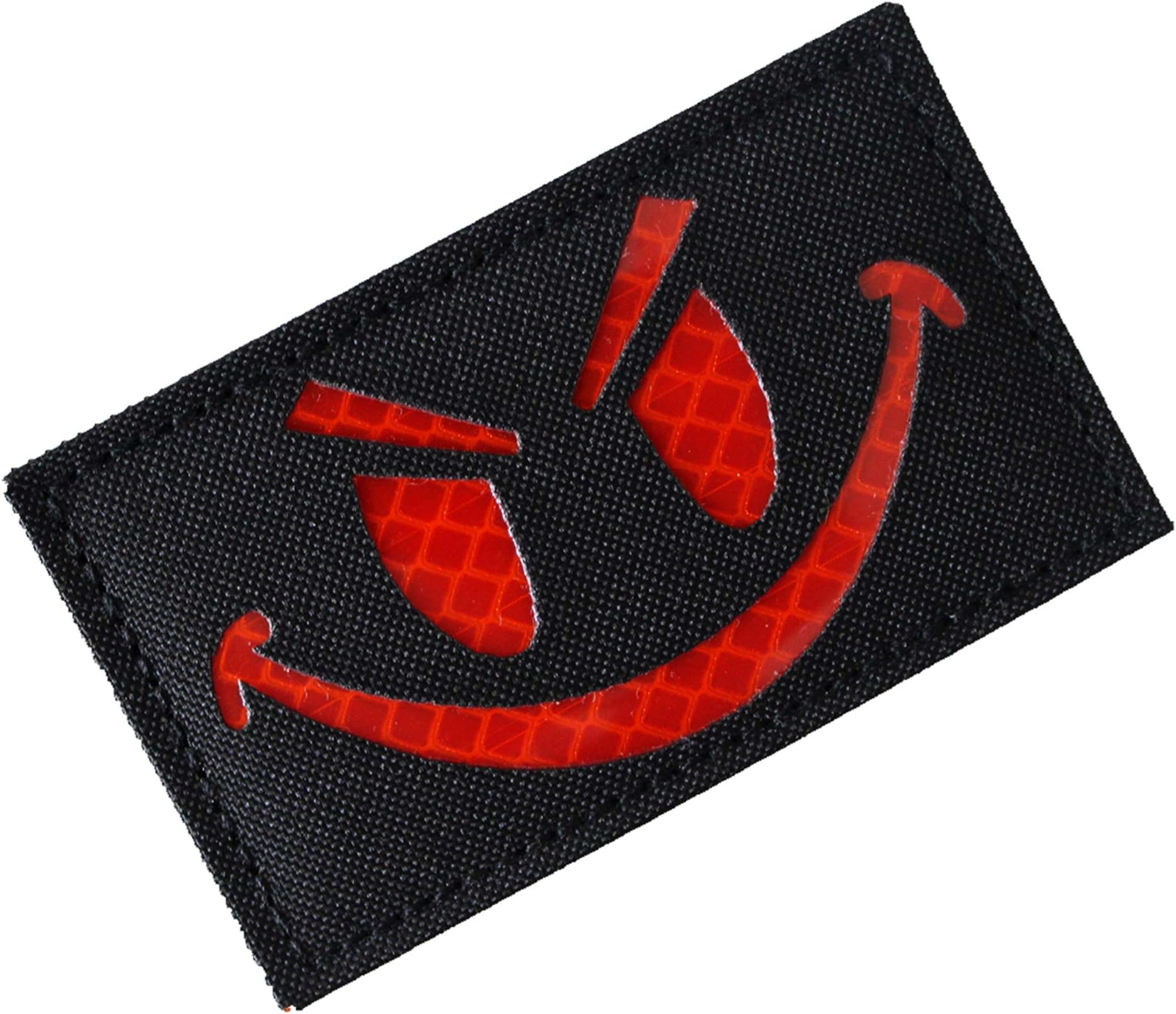 Hannah fit High Reflective Nylon Fabric Black Evil Smiley Face Tactical Patches（2x3.5 inch） (Red)