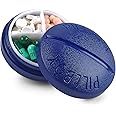 Pill Box Round for Travel - Mini Compact Portable 4 Compartment Pills Case Organizer, Vitamin and Medication Dispenser Holder for Up to 4 Times A Day, BPA Free Pill Reminder by MEDca