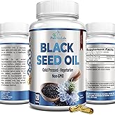 YUMMYVITE Cold Pressed Black Seed Oil - 120 Capsules, Premium Nigella Sativa Pure Black Cumin Seed Oil with Vitamin E, for Hair, Skin & Immune Health - Non-GMO 120 Capsules