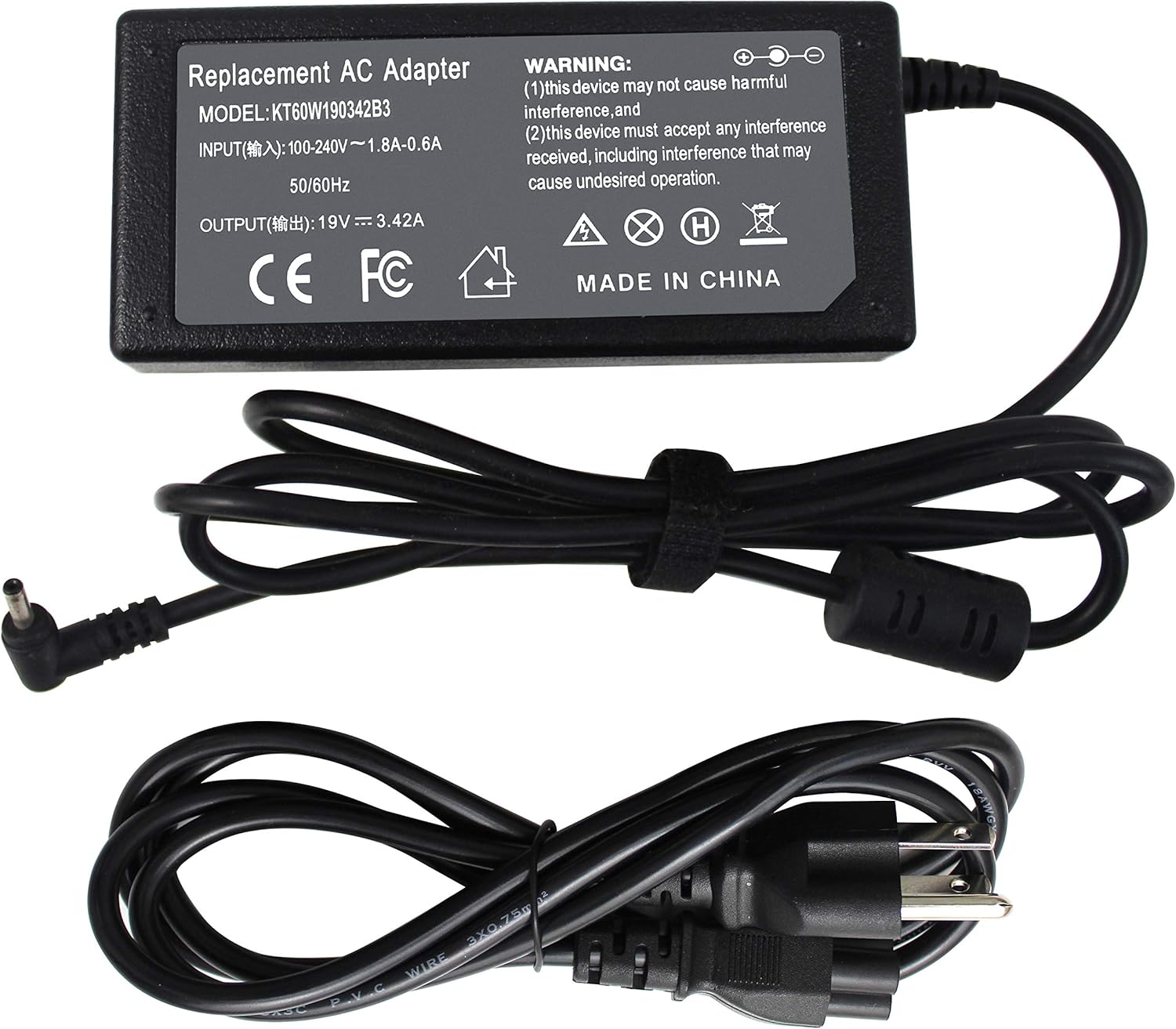 Shareway 19V 3.42A 65W Laptop Charger Compatible with Acer Chromebook C670 C720 C720P C738T C740 C810 C910 CB3-131 CB3-132 CB3-431 CB3-531 CB3-532 CB5-571 [3.0mm1.1mm]