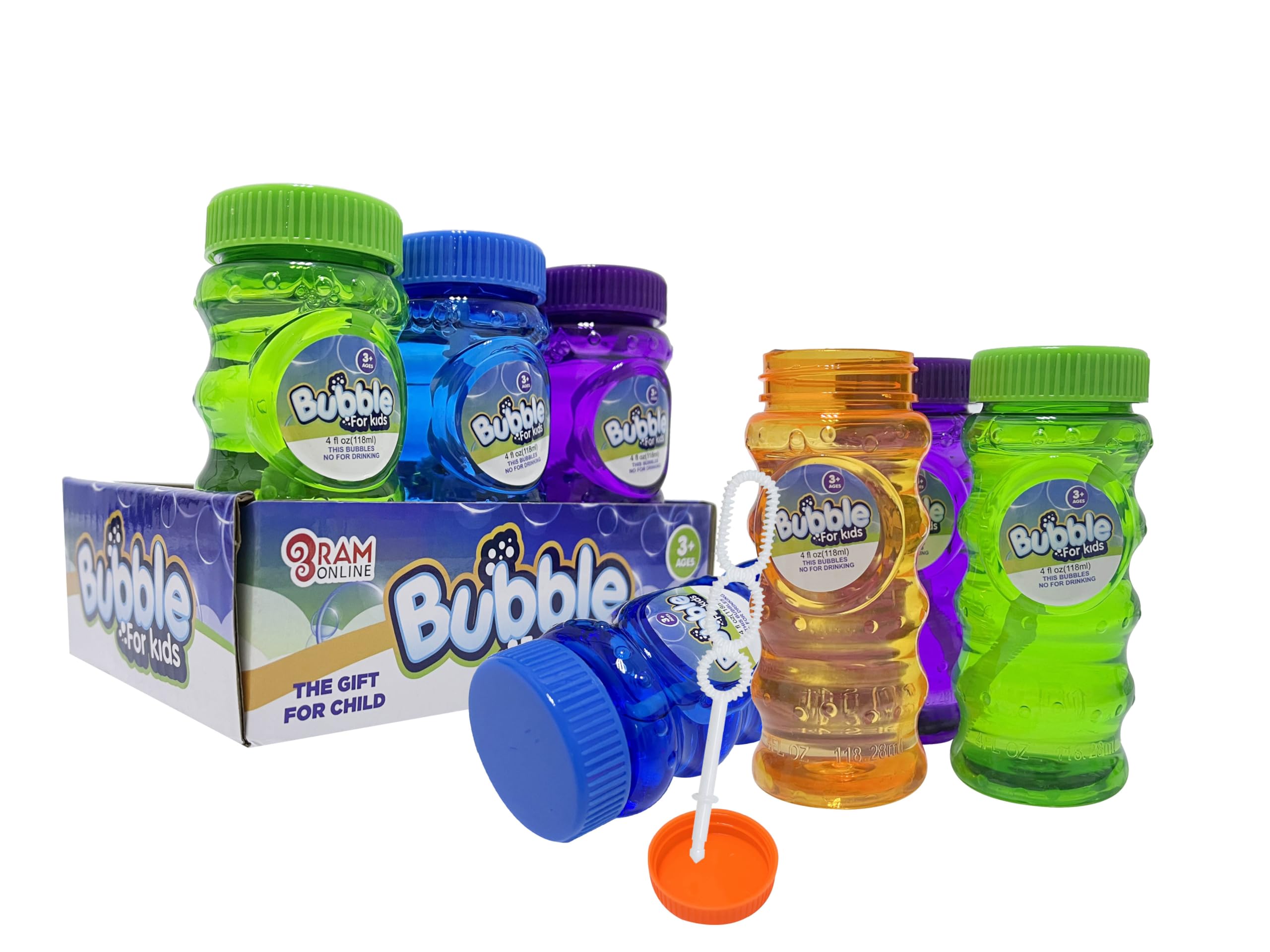 Ram© Bubbles For Kids Pack Bubble Solution With Wands Fun Party Filler Bubble Garden Summer Fun 6 x 125ML