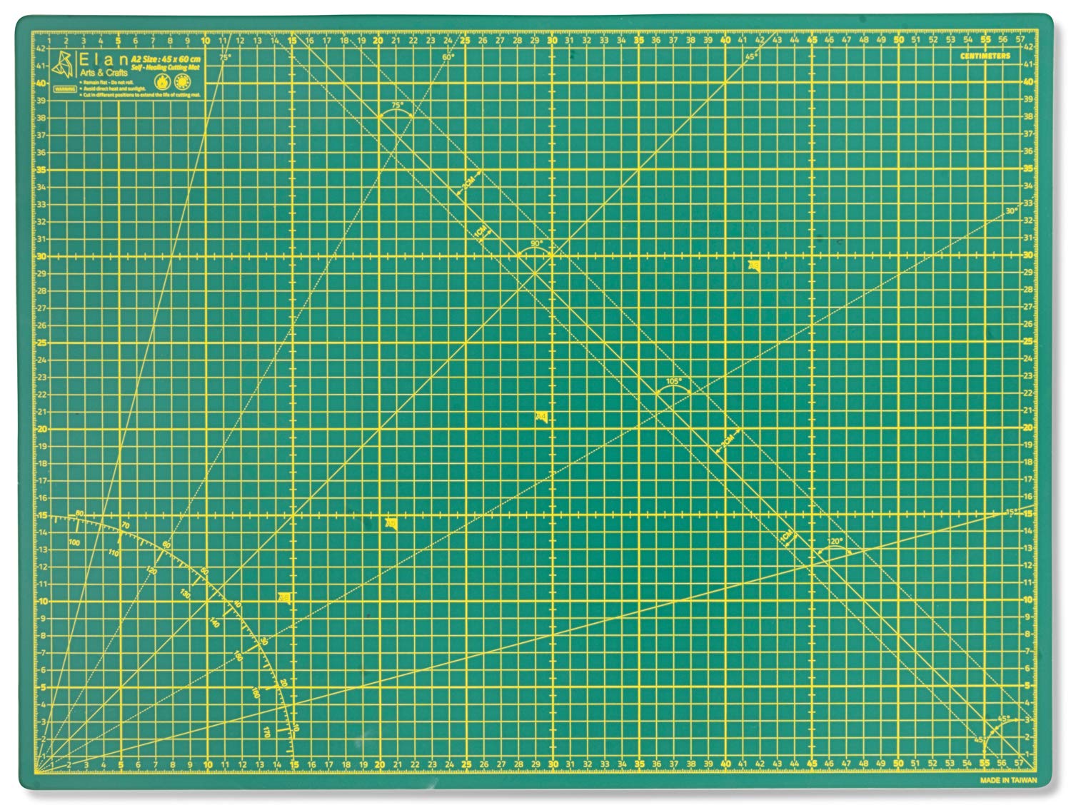 Elan A2 Cutting Mat Green, 5-Ply Hobby Board for Crafts 60X45 CM, Self Healing Cutting Mat A2, Recycled PVC Craft Board for Sewing & Quilting