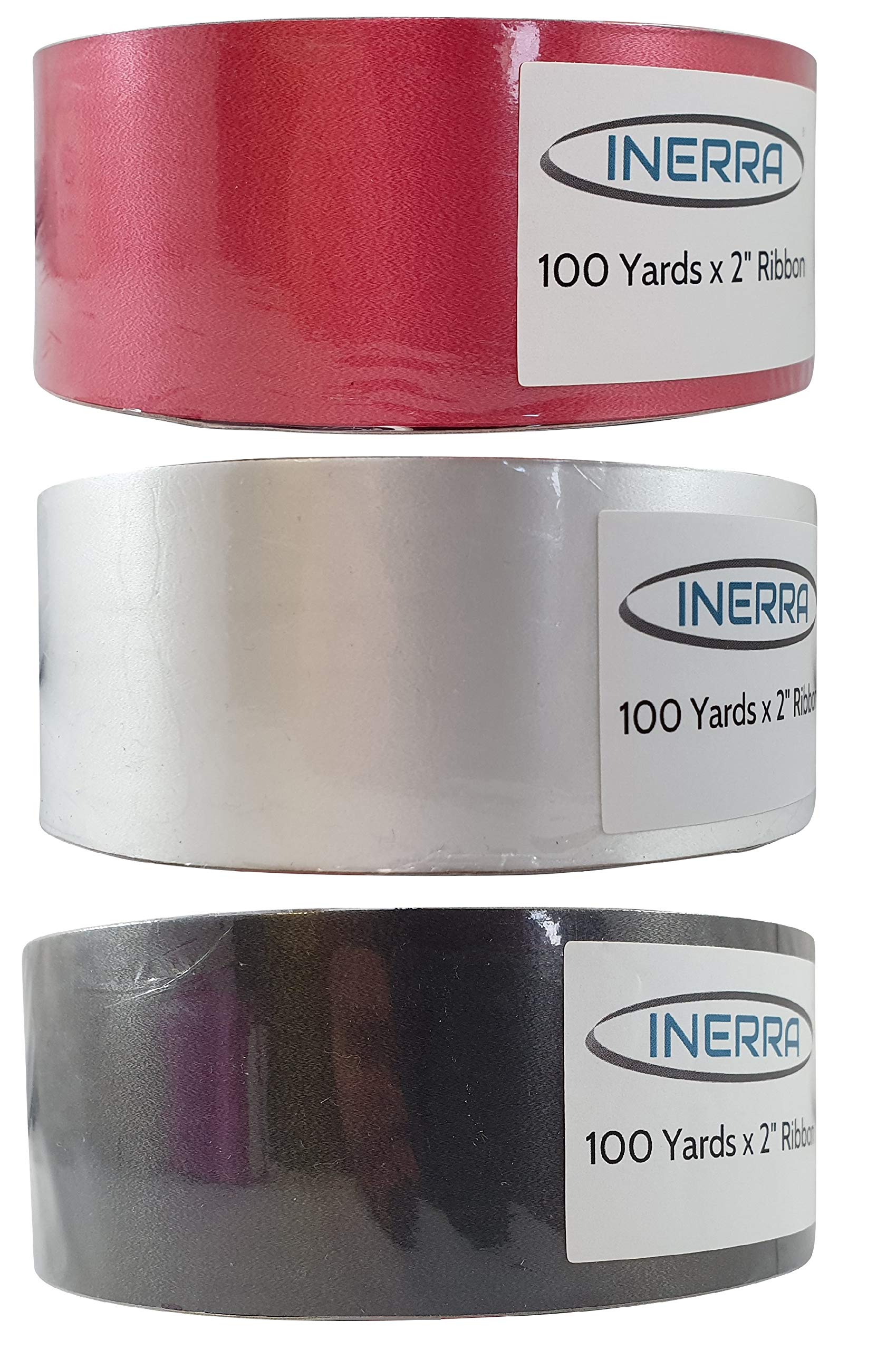 INERRA Ribbon Multipack - 3 x 100 Yard Rolls (Red, White and Black)