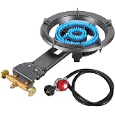 Bestfire 13" Single Propane Burner Stove 90,000 BTU Cast Iron Portable | Outdoor Burner with 0-20 PSI Adjustable Regulator and 4ft Hose Perfect for Outdoor Wok Cooking