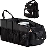 Kids Car Organizer Between Seats - Easy-to-Reach for Back Seat Travel Car Organizer with Tissue Box and Insulated Cup Holder