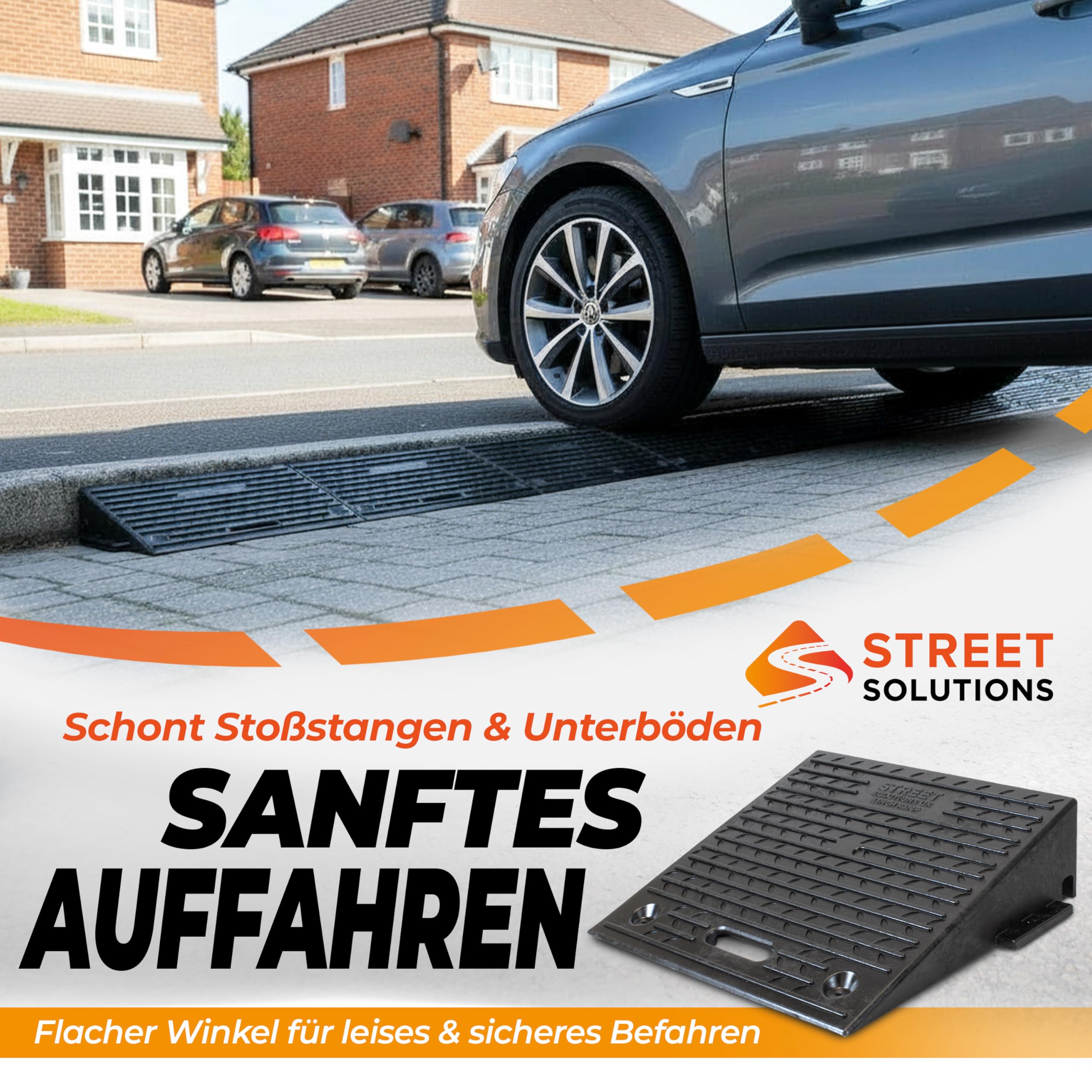 Street Solutions UK Bordsteinrampe Gummi 10 cm hoch - 2er Set rutschfeste Rollstuhlrampe für Autos, Treppen & Bordsteinkanten 2