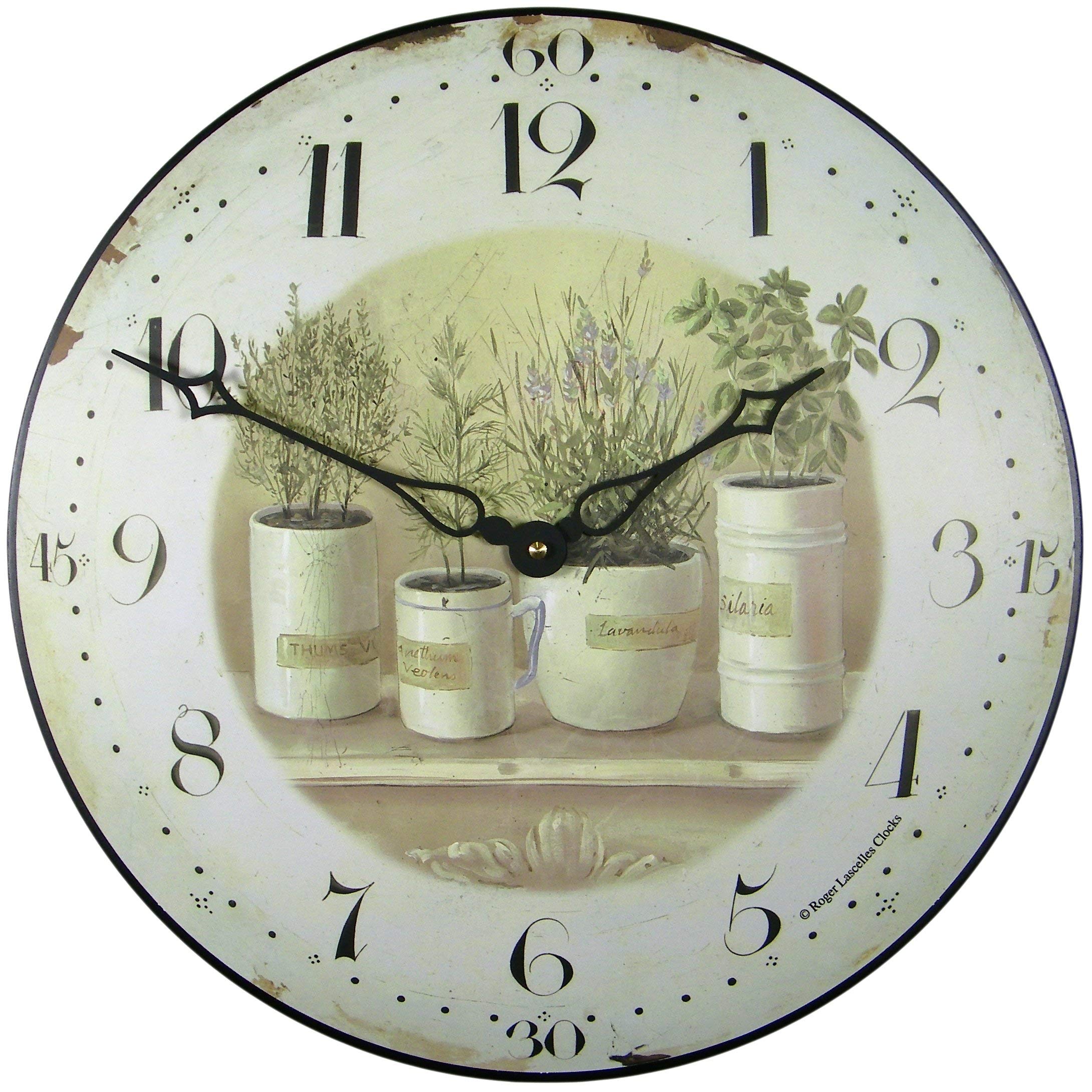 Herb Pots Wall Clock - 36cm
