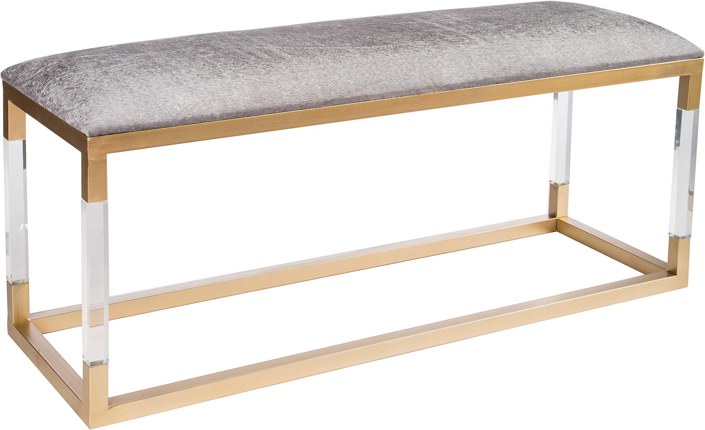 Statements by J MJ188 Shilo Acrylic Bench, 19 Inch Tall, Gray, Gold