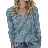 Buauty Womens Long Sleeve Sweaters Henley Shirts V Neck Tunic Tops for Womens Fall Fashion Sweaters Trendy 2026