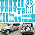26PCS Full Set Exterior Decoration Trim Kit for Jeep Wrangler JL JLU 2018-2023 Door Hinge Handle Engine Hood Hinge Latch Wheel Eyebrow Side Air Outlet Rear Tailgate Window Hinge Cover (Light Blue)