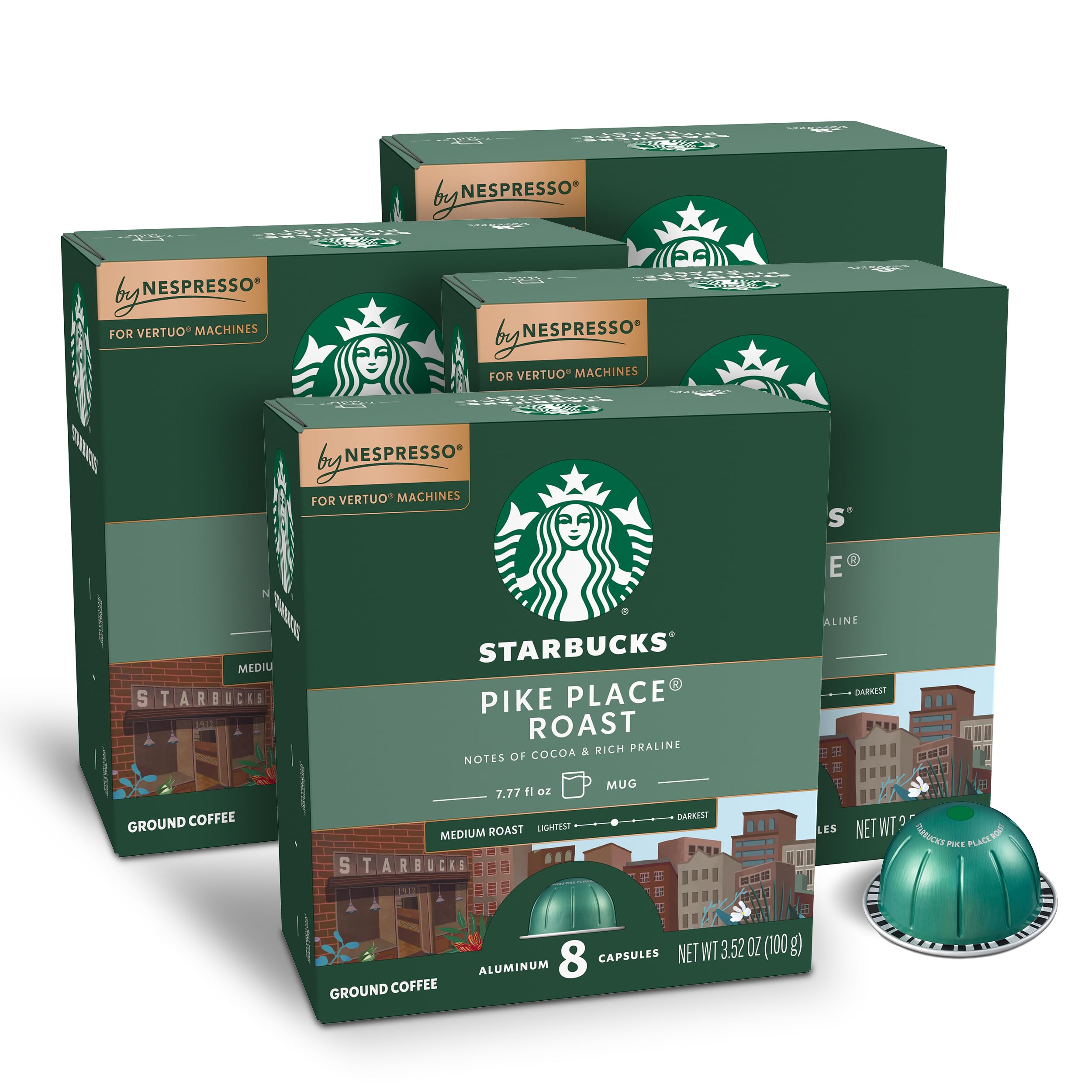 Starbucks by Nespresso Vertuo, Pike Place, Medium Roast Coffee 32-count  Coffee Pods, Brews