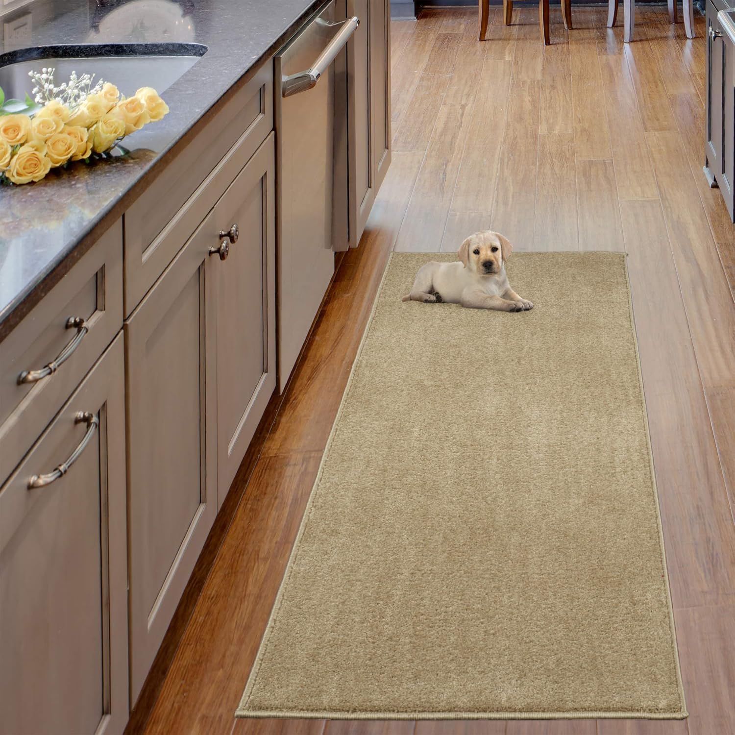 Sweethome Stores LST60012X6 Shag Runner Rug 22x6 Beige Solid Home Décor Home Décor