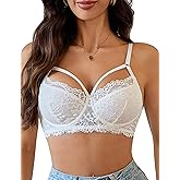 Avidlove Sexy Bras for Women Lace Underwire Bra Adjustable Strappy Two Layer Bra V Neck Unlined Lingerie