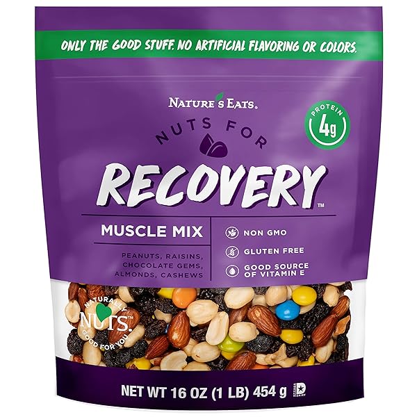 NATURE’S EATS NUTS FOR RECOVERY MUSCLE TRAIL MIX, OZ, ASSORTED, 16 OZ